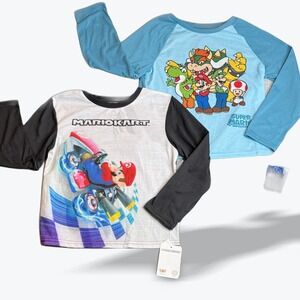 Super Mario Bros Mario Kart Pajama Shirts 2 Long‎ Sleeved Kids Sleepwear